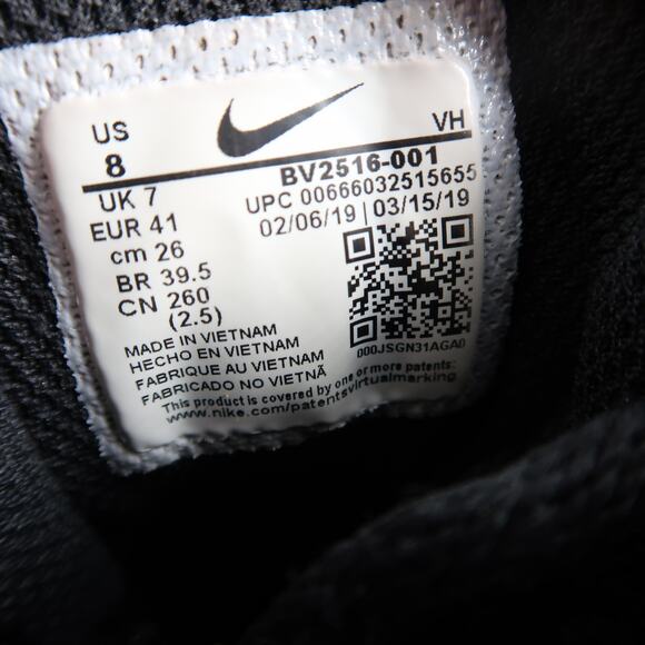 Nike Shoes Mens 8 Ebernon Mid Sneakers Black Lace Up Casual Lifestyle Athletic - Picture 6 of 11